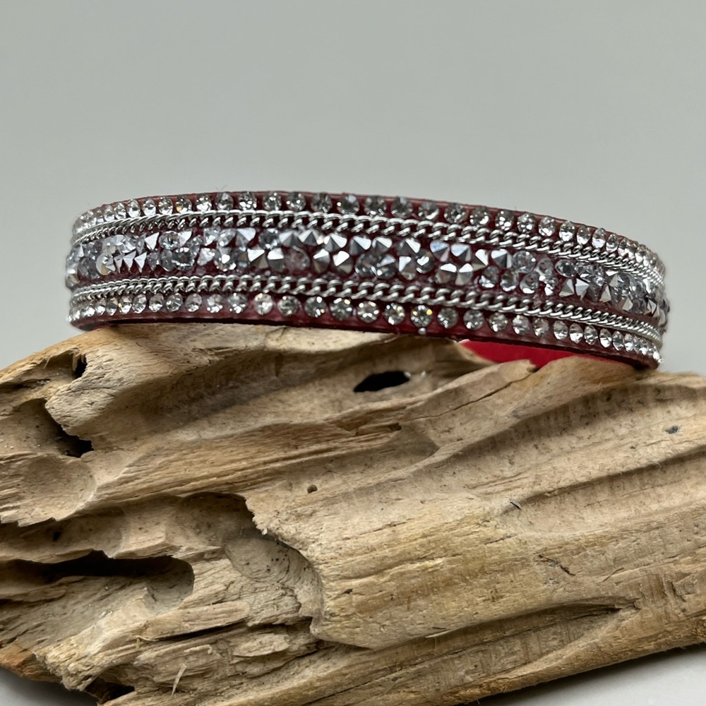 Elegant Silver and Red Crystal Bracelet